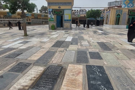 ادای احترام مدیر بیمارستان مرکز طبی کودکان بر مزار دکتر محمد قریب 